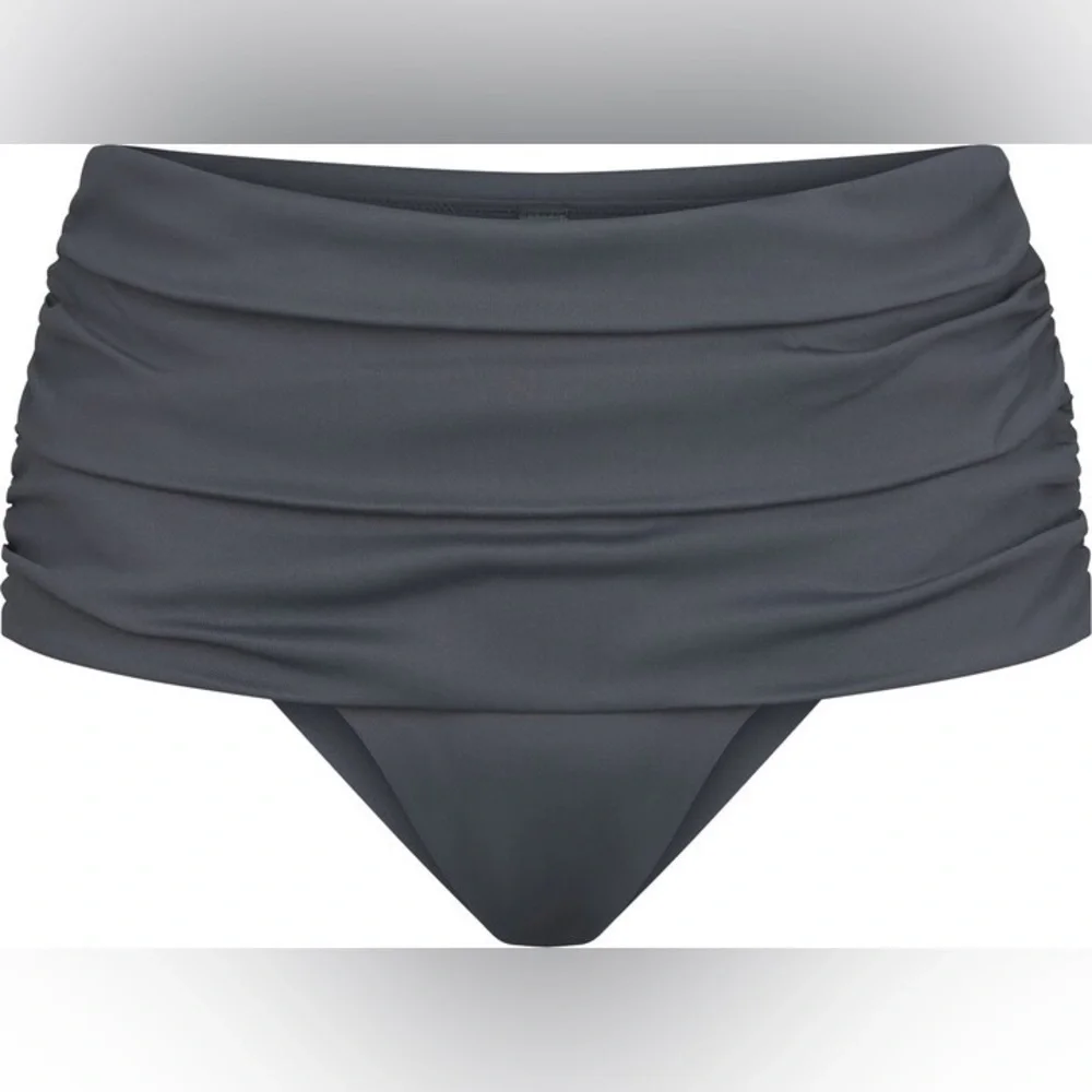 Skims Shaping Swim Foldover Skirt Bikini Bottom Gunmetal Size 3X & XS
